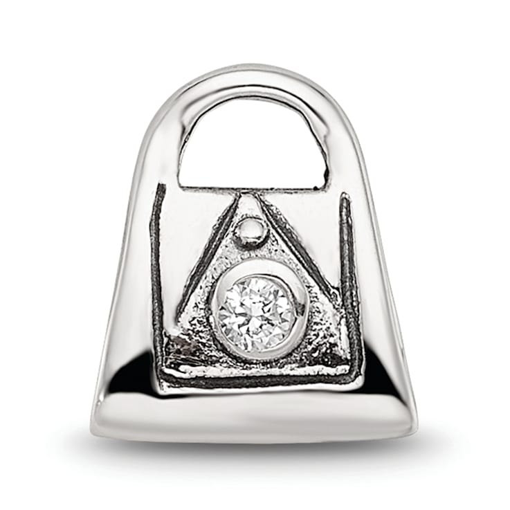 Sterling Silver Cubic Zirconia Handbag Bead