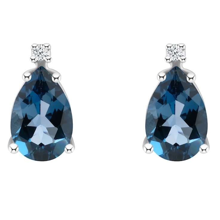 8x5mm Pear Shape London Blue Topaz with Diamond Accents 14k White Gold
Stud Earrings