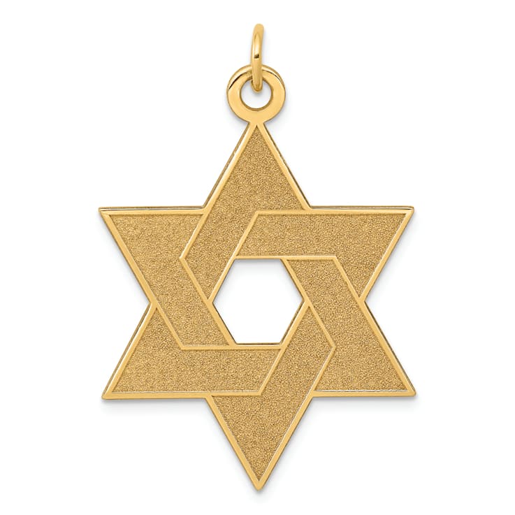 14k Yellow Gold Laser Designed and Satin Star of David Pendant