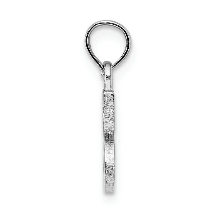 Rhodium Over 14k White Gold Polished Block Letter S Initial Pendant