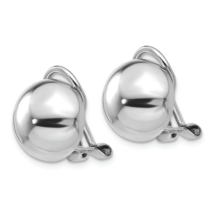Rhodium Over 14k White Gold 12mm Polished Non-pierced Stud Earrings