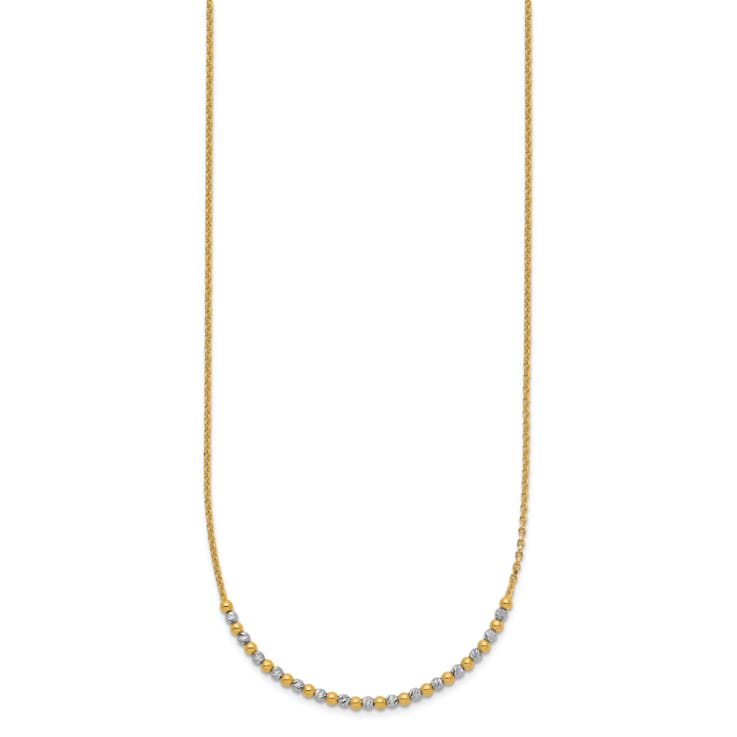 14K Two-tone Diamond-cut Beaded 18-inch Necklace