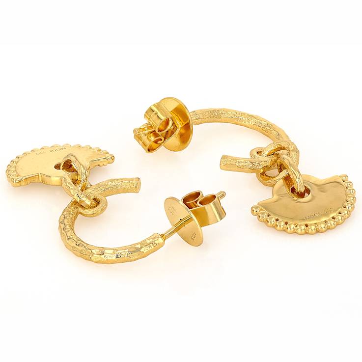 Mandala-Inspired J-Hoop Earrings In 18K Gold Over Sterling Silver