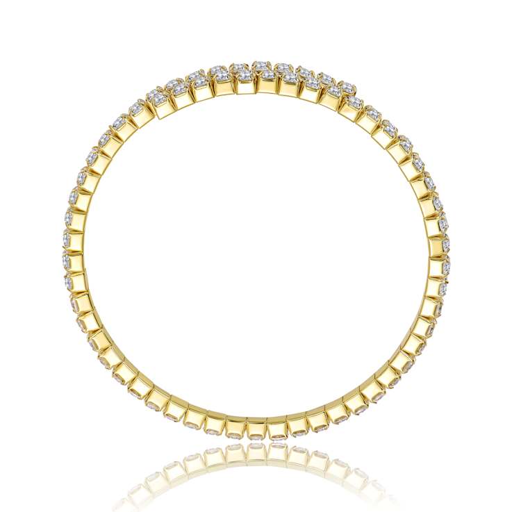CZ Bypass Tennis Bracelet In 14K Gold Over Brass