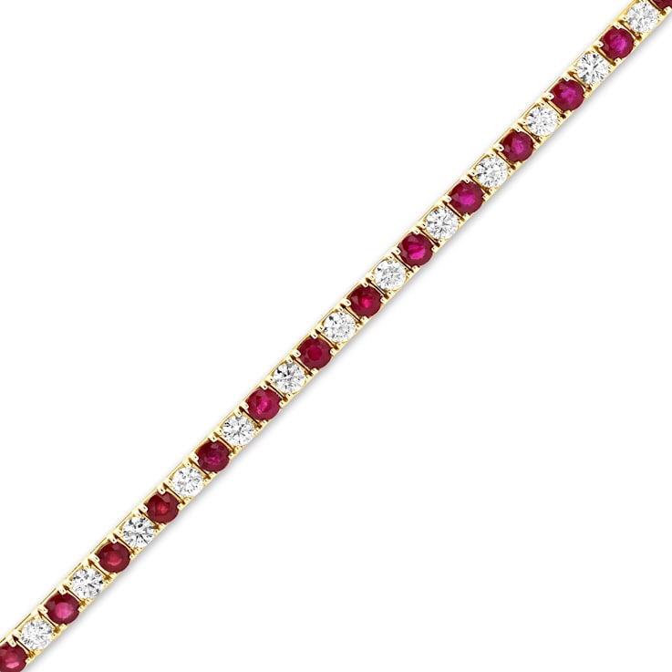 6.25ctw Ruby and Diamond Bracelet in 14k Yellow Gold