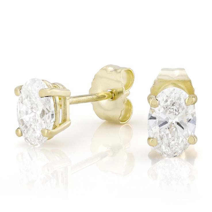 Lab-Grown Diamond Oval Stud Earrings In 14K Gold 1.00ctw