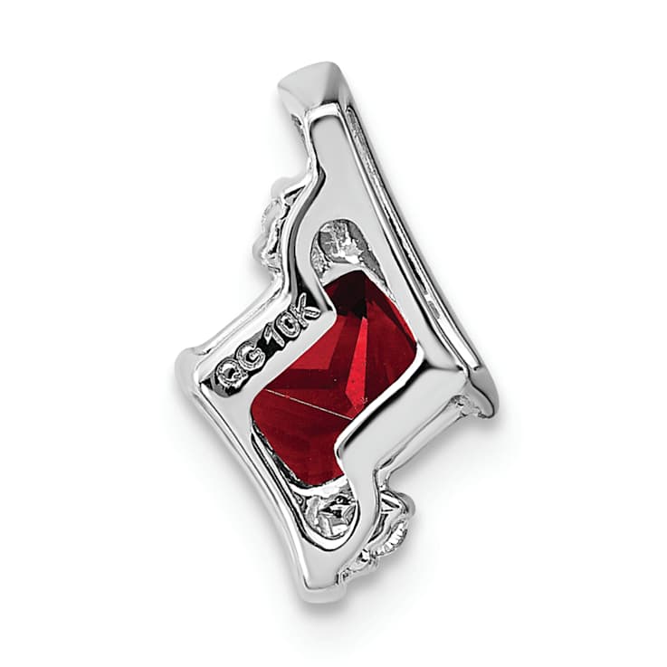 Rhodium Over 10k White Gold 0.71 ctw Cushion Garnet and Diamond Chain
Slide Pendant