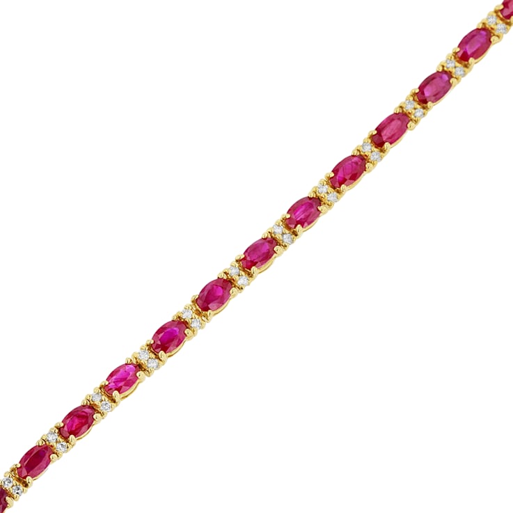 5.50ctw Ruby and Diamond Bracelet in 14k Yellow Gold
