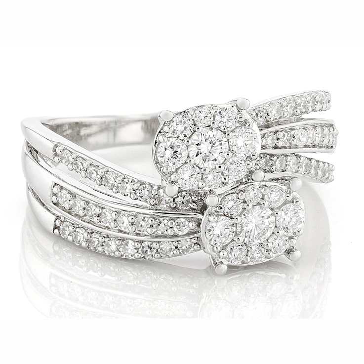 Cluster Bypass Lab-Grown Diamond Ring 0.75ctw In Sterling Silver