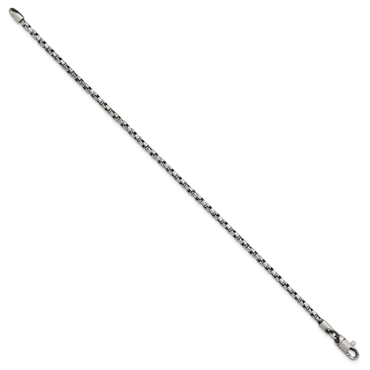 Sterling Silver Antiqued and Satin 2.5mm Twisted Box 8 Inch Chain Bracelet