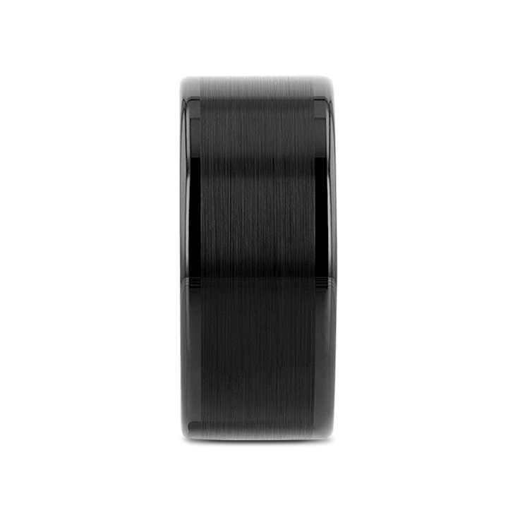 VULCAN Flat Black Tungsten Ring with Brushed Center & Polished Edges 12mm