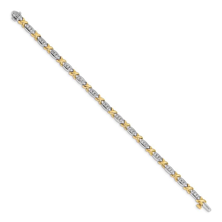 14k Yellow Gold and 14k White Gold Polished Fancy Diamond Bracelet