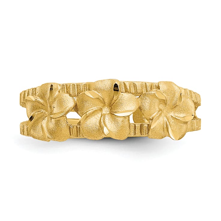 14K Yellow Gold Plumeria Toe Ring