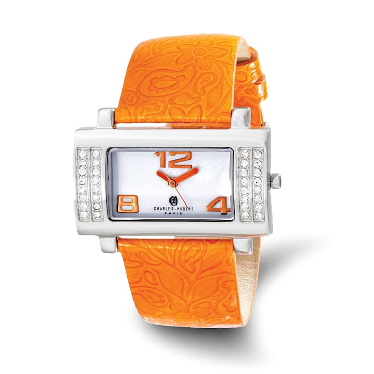 Ladies Charles Hubert Stainless Orange Leather 40x23mm Watch