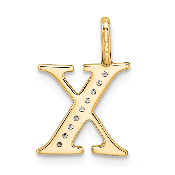14K Yellow Gold Diamond Initial X Initial Pendant