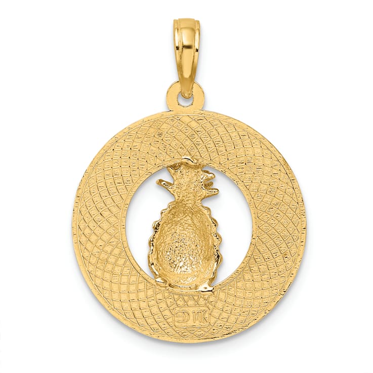 14k Yellow Gold Textured CHARLESTON Pineapple Charm