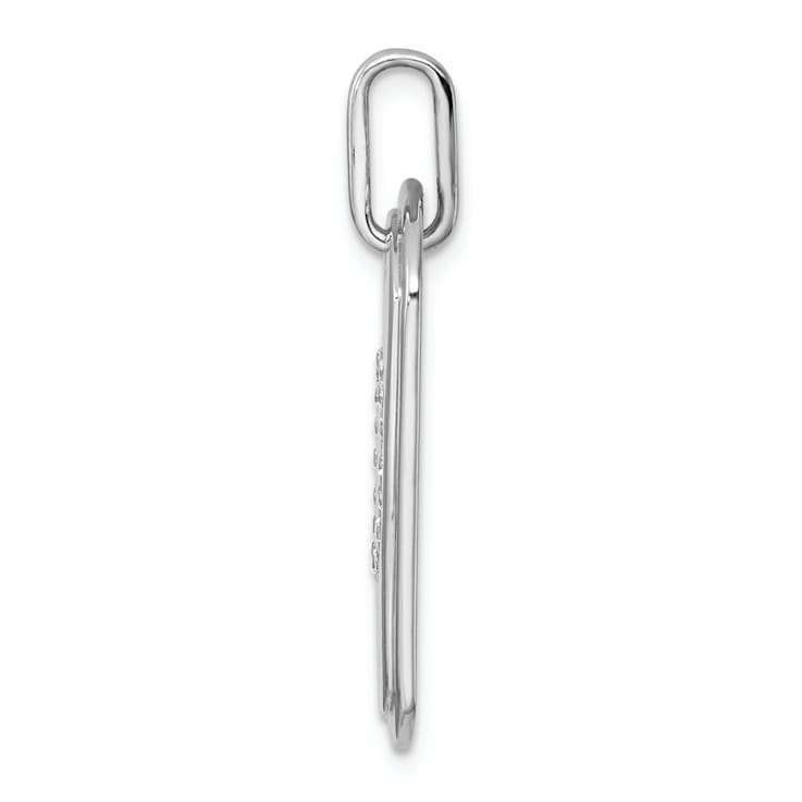 Rhodium Over 14k White Gold Diamond Initial O Dog Tag Charm