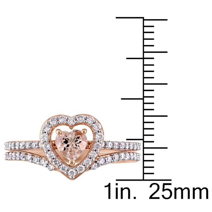 Morganite and Diamond 10K Rose Gold Ring 0.99ctw