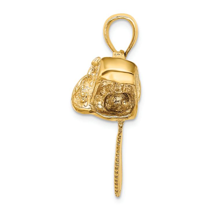 14k Yellow Gold 3D Textured Large Chain Saw Charm