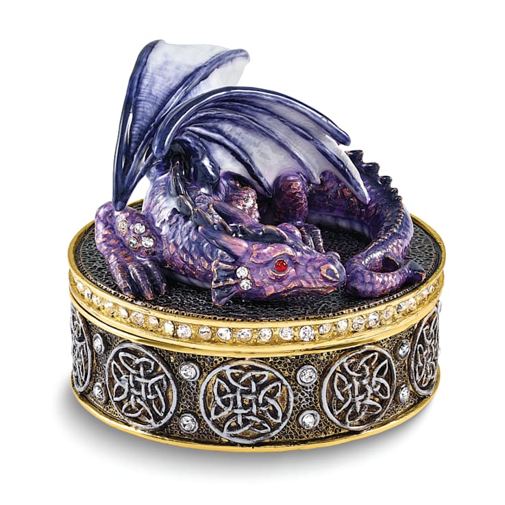 Bejeweled KAIDA Purple Dragon Necklace with Trinket Box