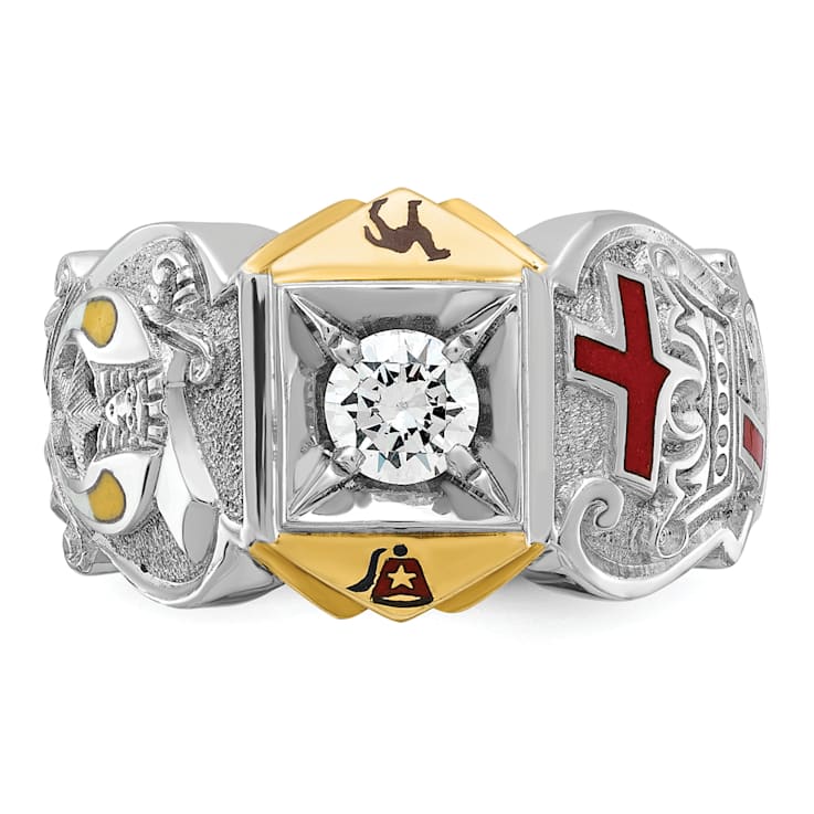 10K Two-tone Yellow and White Gold Men's Enamel and Diamond Knights
Templar Shriner's Ring 0.349ctw