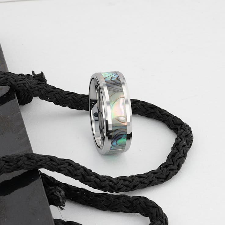 MAUI Tungsten Wedding Band with Mother of Pearl Inlay 8mm
