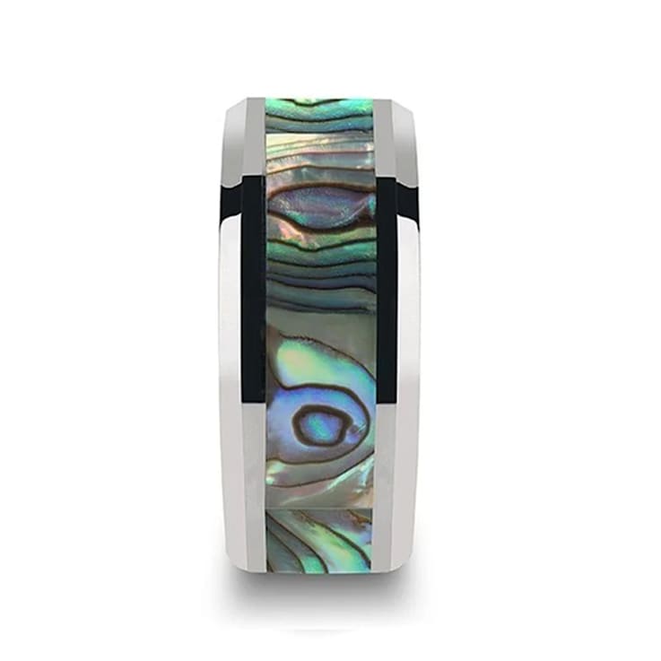 MAUI Tungsten Wedding Band with Mother of Pearl Inlay 10mm