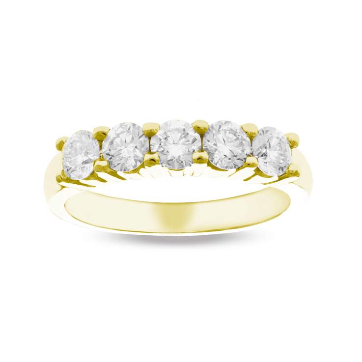 1.00ctw 5 Stone Wedding Band 14k Yellow Gold