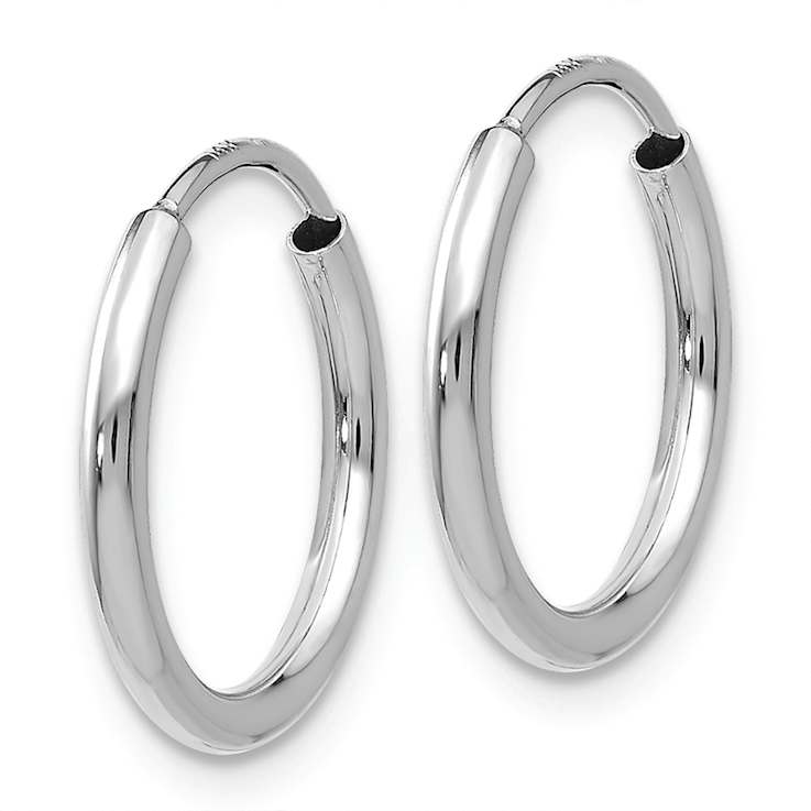 Rhodium Over 14k White Gold Polished 9/16" Endless Hoop Earrings
