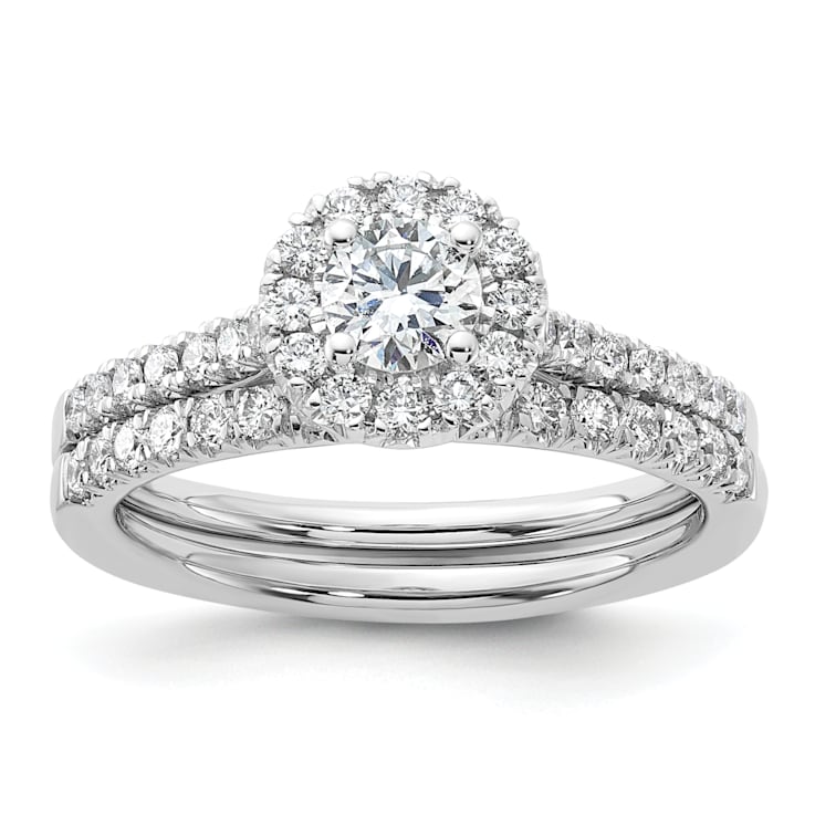 Rhodium Over 14K White Gold Eternal Promise Lab Grown Diamond Halo
Complete Ring 0.748ctw