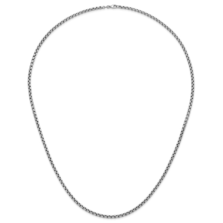 Rhodium Over Sterling Silver 4.0mm Box 18 Inch Chain