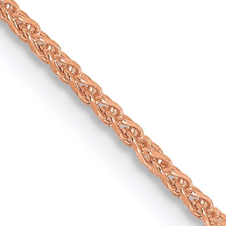 14k Rose Gold 1.2mm Diamond Cut Wheat Chain 30"