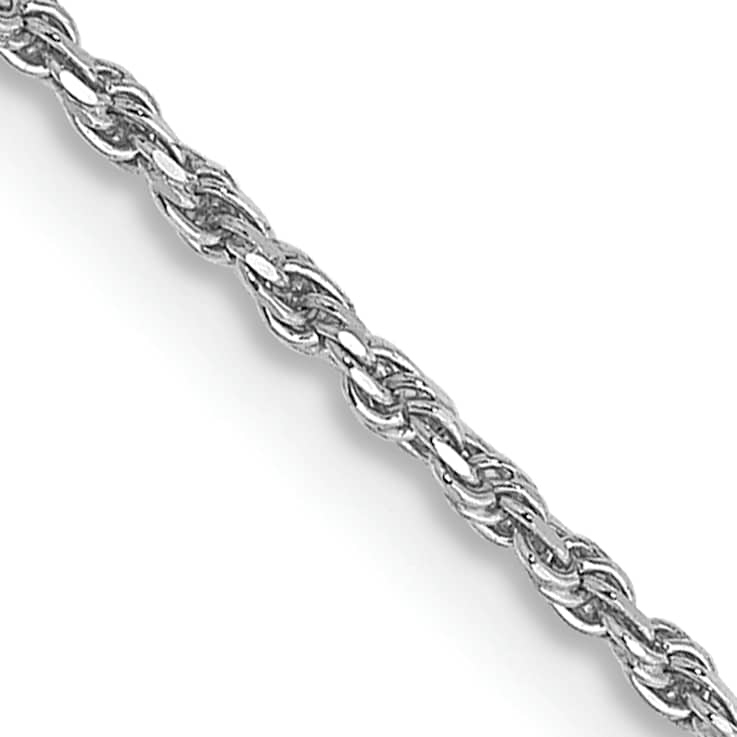 Rhodium Over 10k White Gold 1.15mm Solid Diamond-Cut Rope 24 Inch Chain
