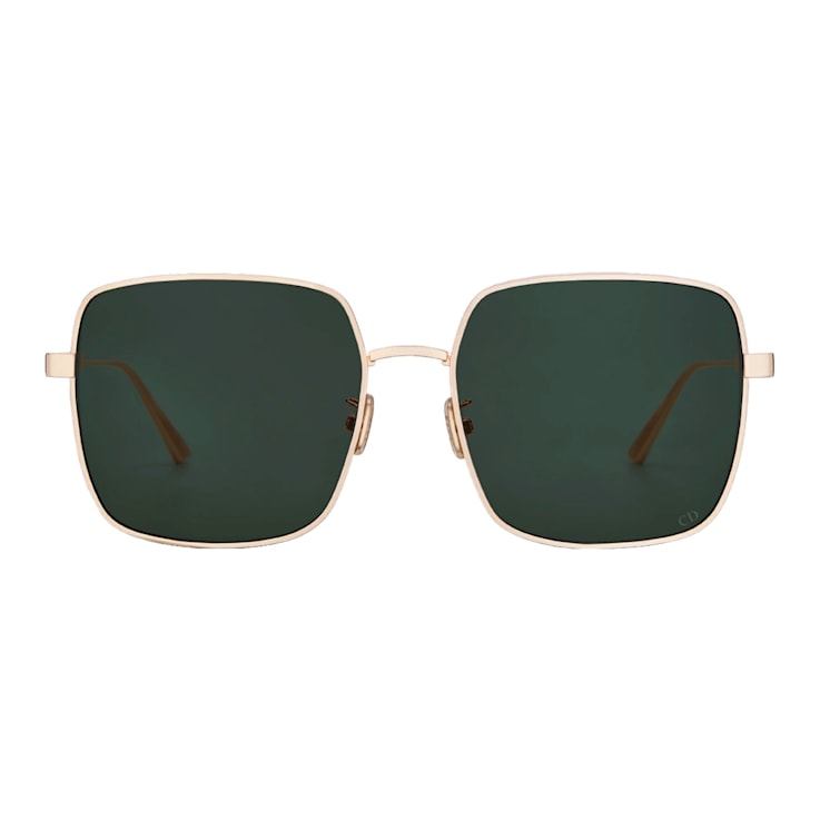 Dior Cannage Rose Gold Square Frame / Green Lenses Sunglasses