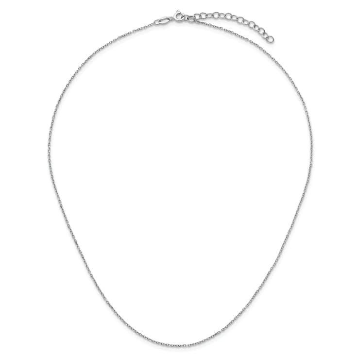 Platinum 950 Over Sterling Silver Thin 16 Inch with 2 Inch Extension
Cable Chain Necklace