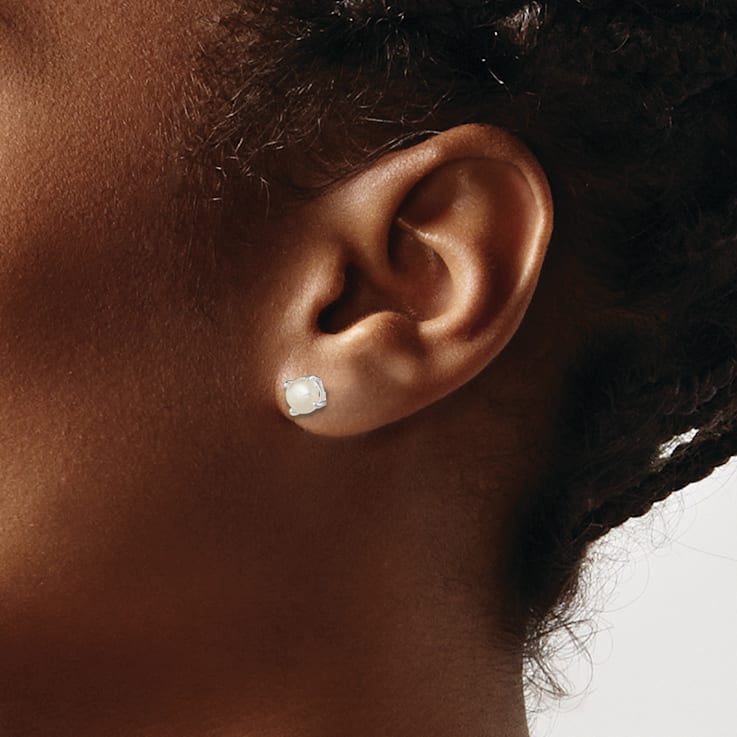 Sterling Silver Polished Freshwater Cultured Pearl Post Earrings
