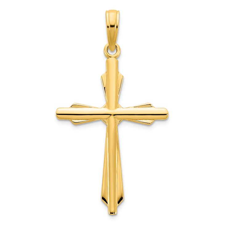 14k Yellow Gold Polished Fancy Cross Pendant