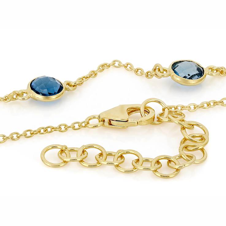 Blue Topaz Station Necklace In 18K Gold Over Sterling Silver 12.50ctw