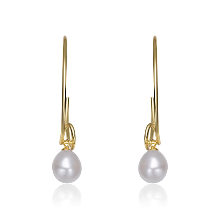Freshwater Pearl Open Hoop Earrings In 14K Gold Over Sterling Silver