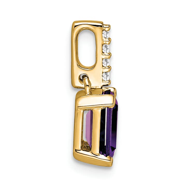 10k Yellow Gold 1 ctw Amethyst and Accent Diamond Pendant