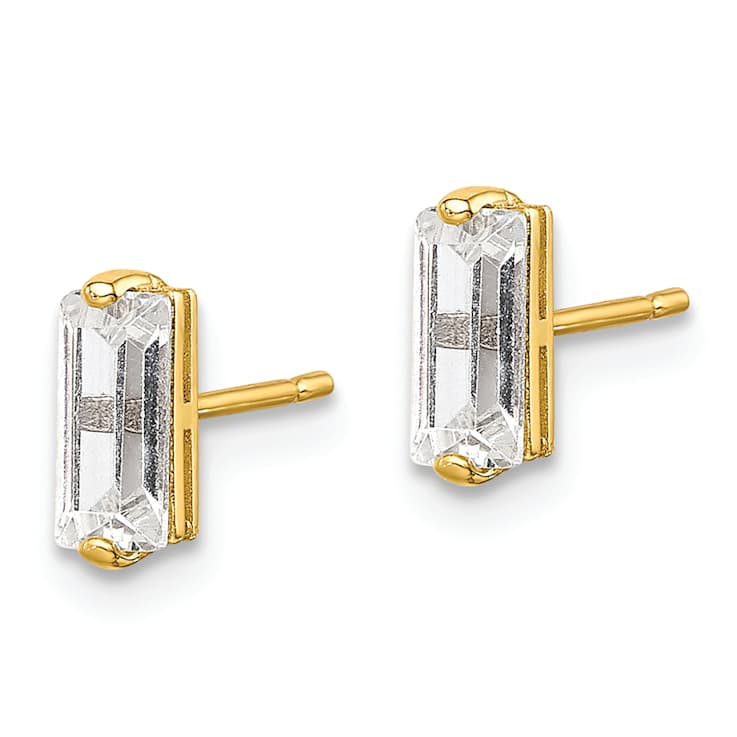 10k Yellow Gold Polished Cubic Zirconia Stud Earrings