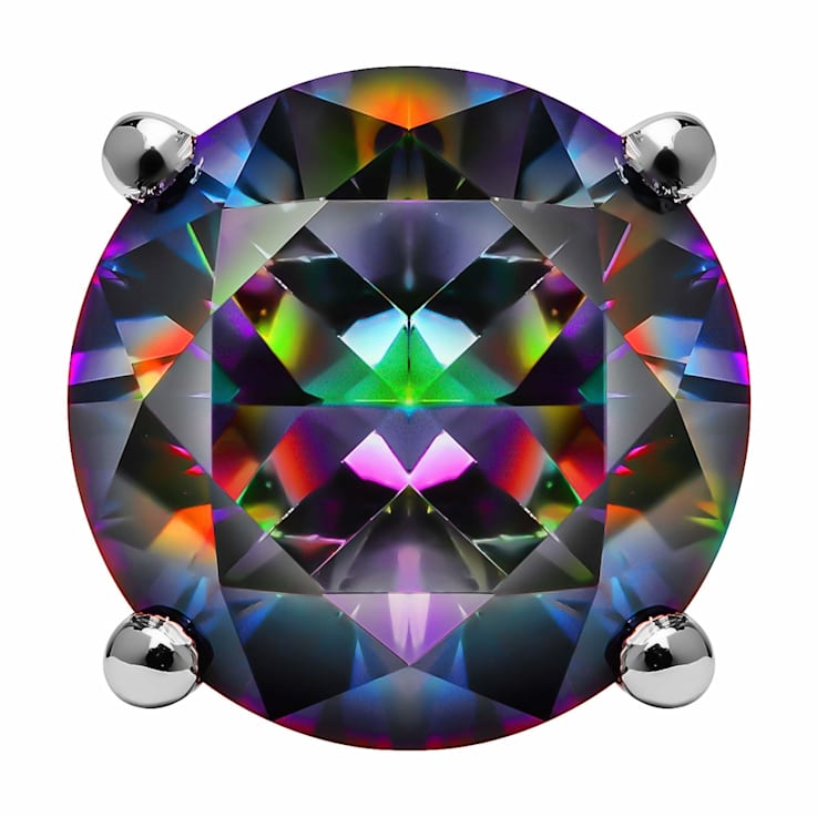 Multi-color Cubic Zirconia 14k White Gold Studs With Velvet Gift Box 4ctw