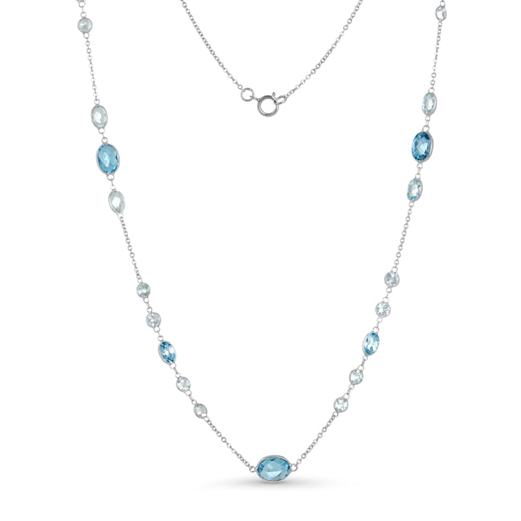 Swiss Blue Topaz 14k White Gold 18" Necklace 7.93ctw