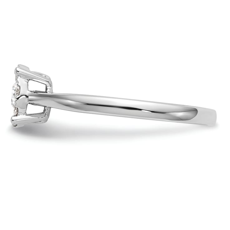 Rhodium Over 14K White Gold Diamond Cluster Engagement Ring 0.33ctw
