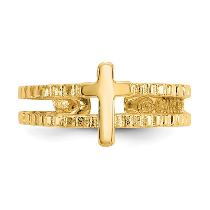 14K Yellow Gold Cross Toe Ring
