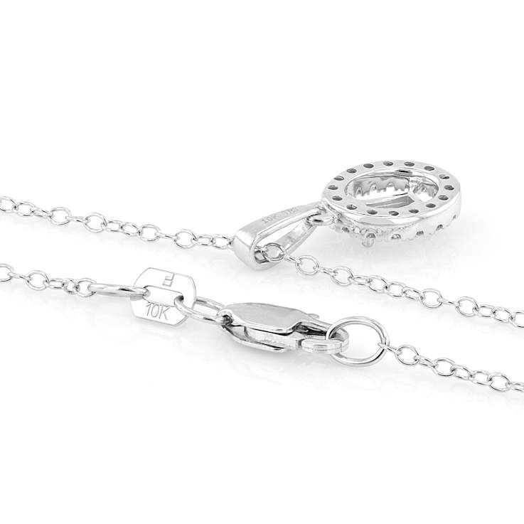 Diamond Dangle Pendant Necklace In White Gold