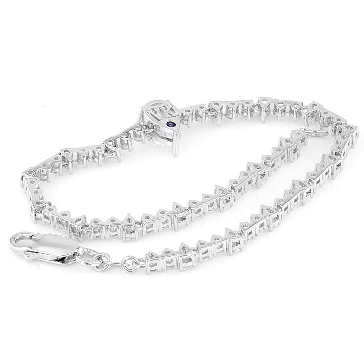 CZ Round And Pear Tennis Bracelet In Platinum-Enhanced Sterling Silver 6.35ctw