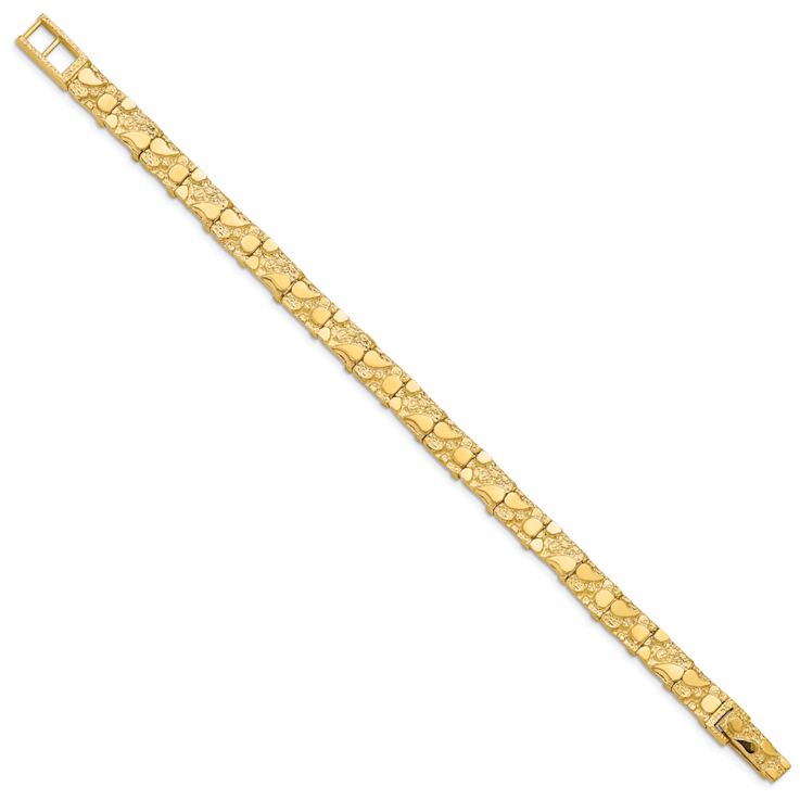 14k Yellow Gold 7mm Textured Nugget Bracelet