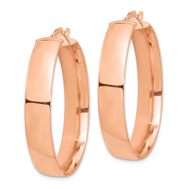 14k Rose Gold High Polished 1 1/2" Hoop Earrings