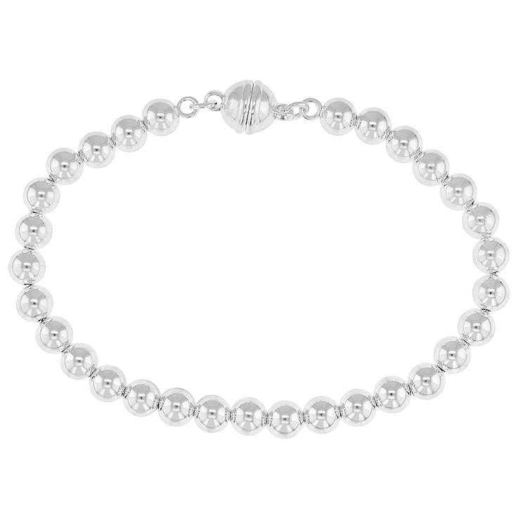 Polished Bead Bracelet In 950 Sterling Silver